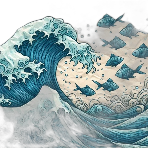 shoes, concept art, fantasy art, watercolor, comic book art, underwater, beach, blue transparent PNG cut-out