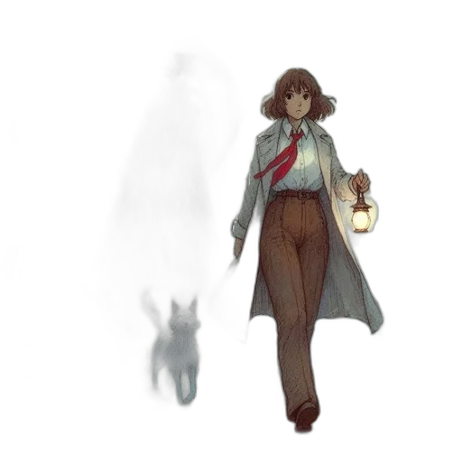 staff, creature, jacket, concept art, fantasy art, watercolor, pixel art, fog transparent PNG cut-out