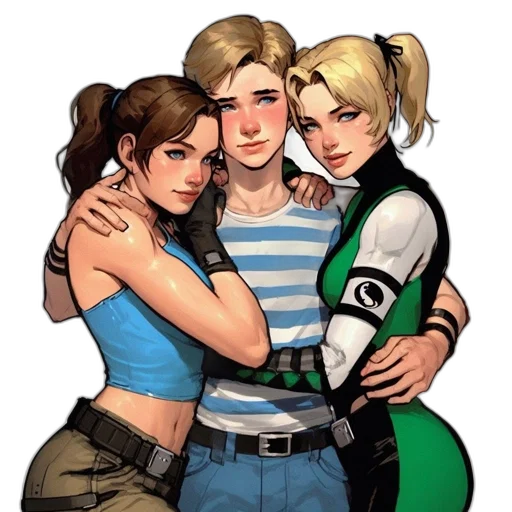 comic book art, concept art, cartoon, pixel art, green, earth tones, three, animated transparent PNG cut-out