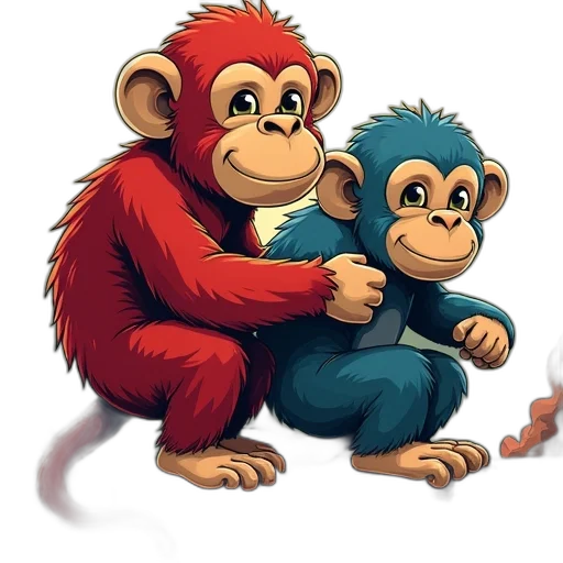 animal, concept art, photorealistic, 3d render, pixel art, monkey, characters, shown transparent PNG cut-out