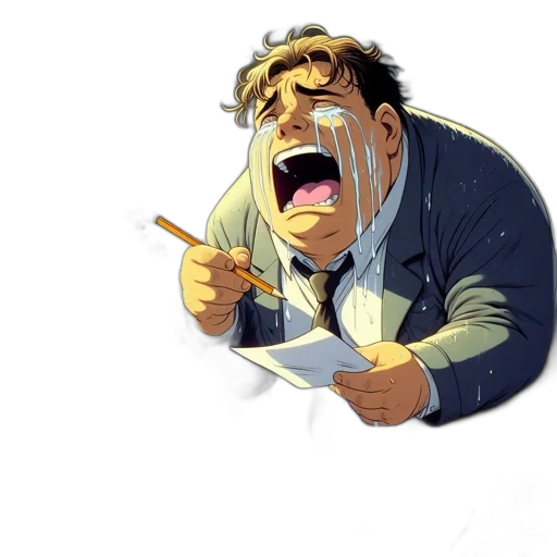 staff, jacket, face, food, concept art, comic book art, cartoon, watercolor transparent PNG cut-out
