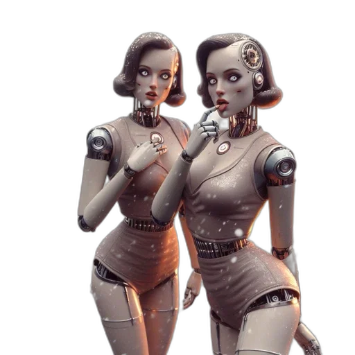robot, concept art, cyberpunk, comic book art, 3d render, outer space, earth tones, snowy transparent PNG cut-out