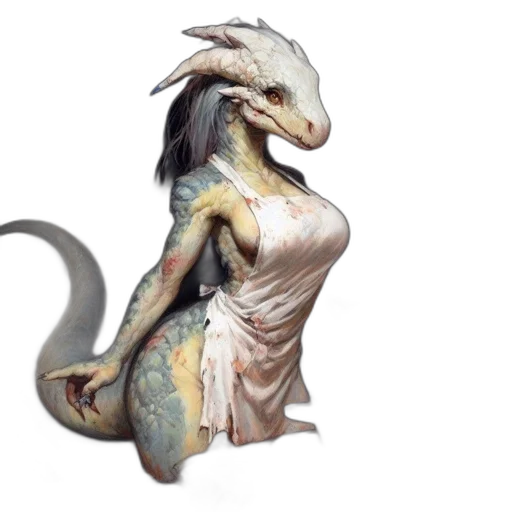 dragon, creature, dress, animal, fantasy art, concept art, 3d render, photorealistic transparent PNG cut-out