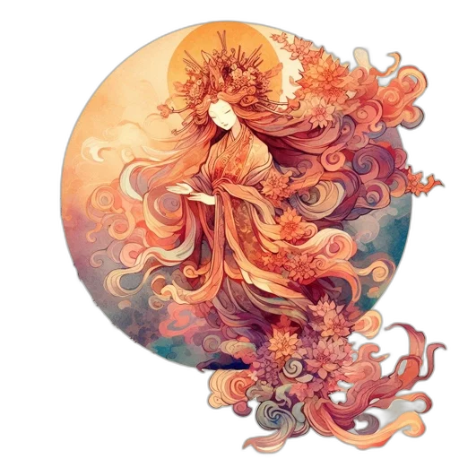 dragon, dress, staff, fantasy art, concept art, watercolor, pixel art, outer space transparent PNG cut-out
