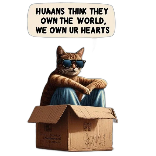 animal, furniture, concept art, comic book art, cartoon, cat, wearing, sunglasses transparent PNG cut-out