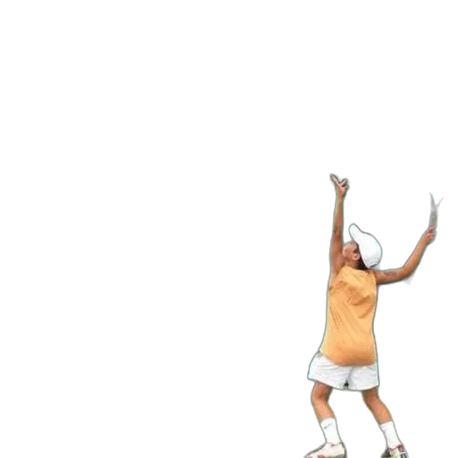 3d render, concept art, pixel art, person, orange, shirt, playing, tennis transparent PNG cut-out