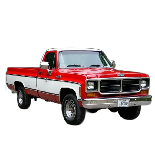 car, photorealistic, 3d render, red, pickup, truck, white, stripe transparent PNG cut-out