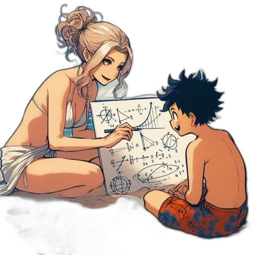 concept art, anime, comic book art, watercolor, underwater, fire, snow, beach transparent PNG cut-out