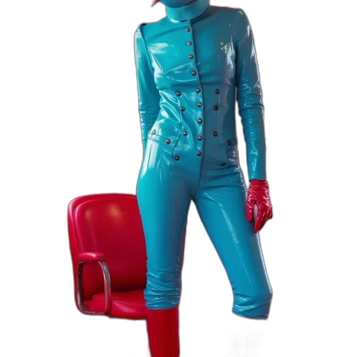 robot, furniture, jacket, staff, cyberpunk, concept art, 3d render, vaporwave transparent PNG cut-out