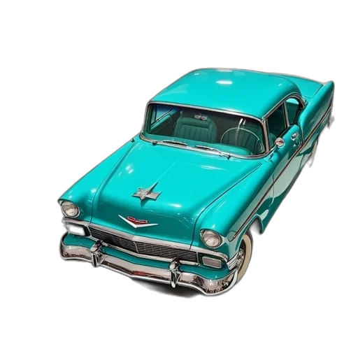 car, 3d render, photorealistic, concept art, turquoise, 1956, chevrolet, bel transparent PNG cut-out