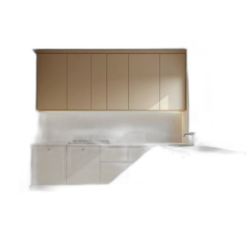 furniture, 3d render, photorealistic, earth tones, spacious, kitchen, beige, cabinets transparent PNG cut-out