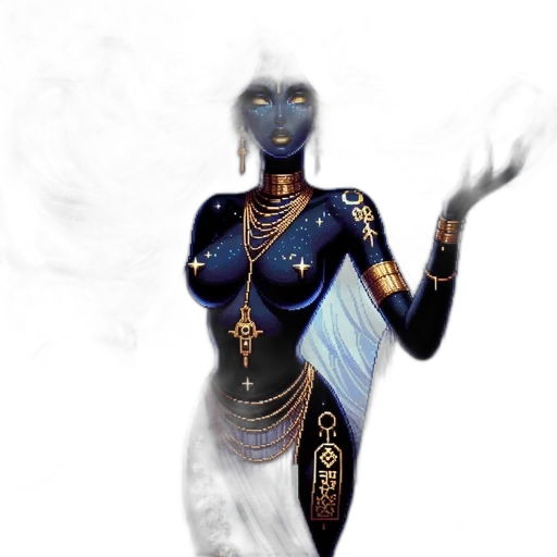jewelry, dress, mask, staff, fantasy art, concept art, comic book art, 3d render transparent PNG cut-out