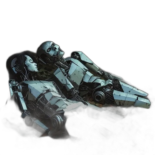 weapon, robot, concept art, 3d render, fantasy art, pixel art, outer space, snow transparent PNG cut-out