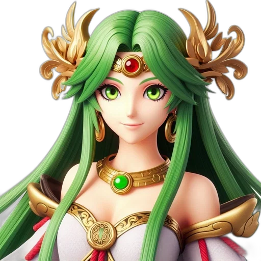 crown, jewelry, face, staff, fantasy art, 3d render, concept art, anime transparent PNG cut-out