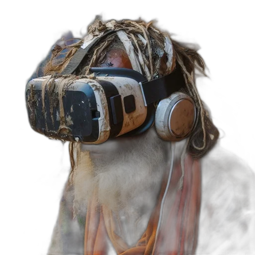 mask, animal, staff, robot, photorealistic, concept art, 3d render, cyberpunk transparent PNG cut-out