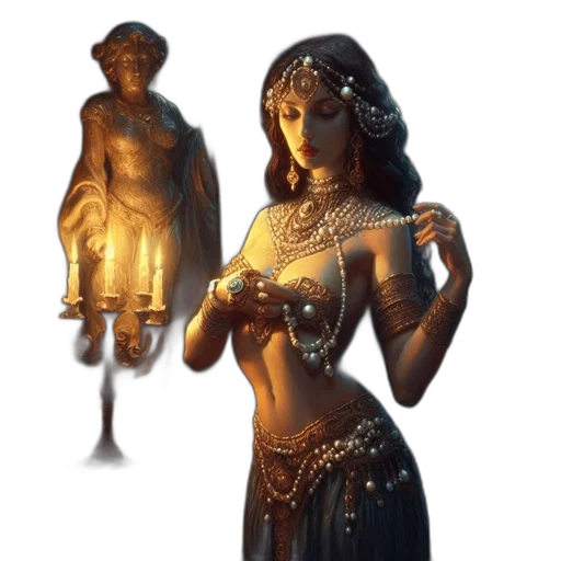 jewelry, crown, staff, dress, concept art, fantasy art, 3d render, pixel art transparent PNG cut-out