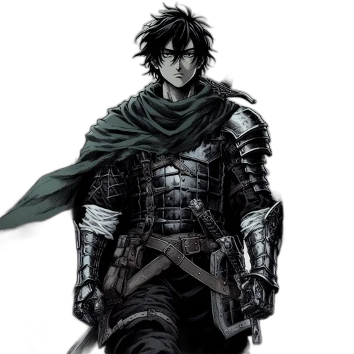 sword, weapon, concept art, fantasy art, comic book art, pixel art, monochrome, dark transparent PNG cut-out