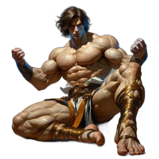concept art, fantasy art, comic book art, photorealistic, imposing, muscular, figure, blue transparent PNG cut-out