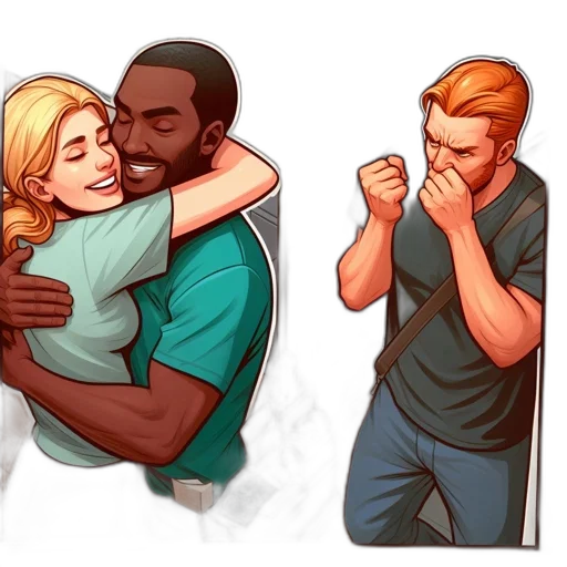 comic book art, concept art, fire, earth tones, two, separate, images, blonde transparent PNG cut-out