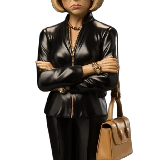 cartoon, 3d render, concept art, photorealistic, figurine, woman, bob, black transparent PNG cut-out