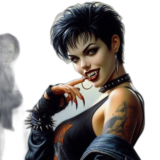 comic book art, photorealistic, concept art, fantasy art, digitally, illustrated, woman, spiky transparent PNG cut-out