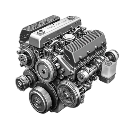 robot, car, 3d render, detailed, illustration, engine, various, parts transparent PNG cut-out