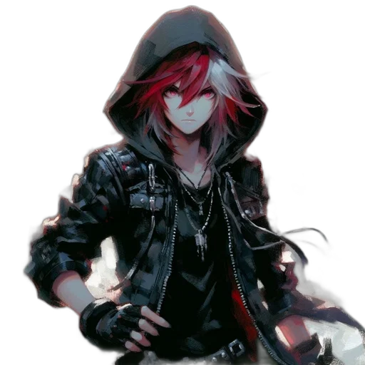 jacket, weapon, mask, staff, cyberpunk, concept art, pixel art, fantasy art transparent PNG cut-out