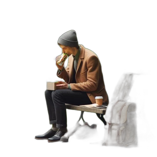 jacket, hat, face, furniture, concept art, watercolor, photorealistic, oil painting transparent PNG cut-out