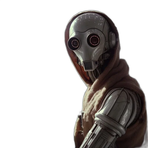 mask, robot, face, jacket, concept art, cyberpunk, comic book art, fantasy art transparent PNG cut-out