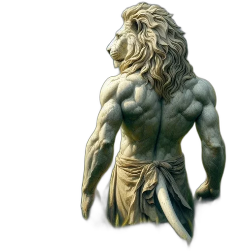 animal, creature, 3d render, fantasy art, photorealistic, concept art, anthropomorphic, lion-man transparent PNG cut-out