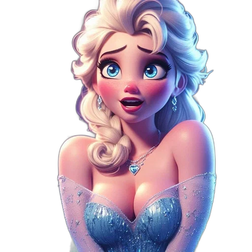 dress, face, fantasy art, cartoon, concept art, 3d render, snow, detailed transparent PNG cut-out