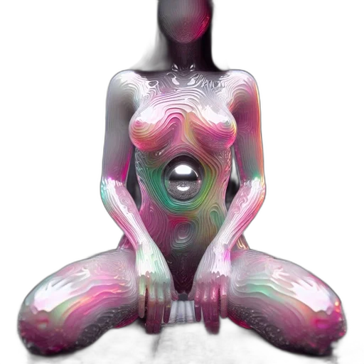 robot, creature, jewelry, dress, 3d render, concept art, vaporwave, cyberpunk transparent PNG cut-out