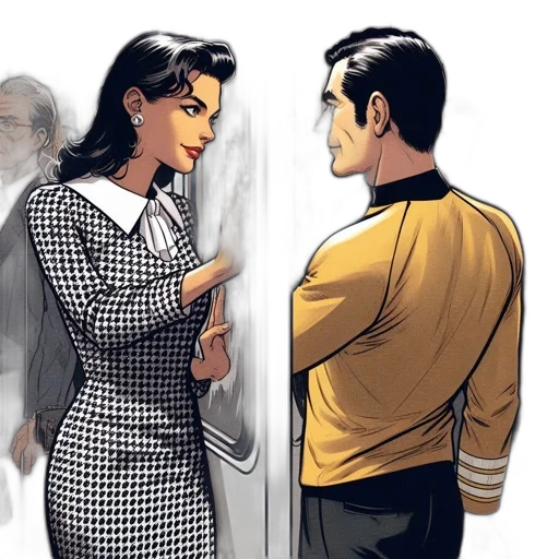 comic book art, concept art, cartoon, fantasy art, outer space, golden, monochrome, woman transparent PNG cut-out
