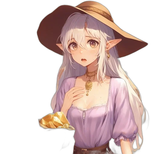 hat, staff, dress, dragon, fantasy art, anime, pixel art, concept art transparent PNG cut-out