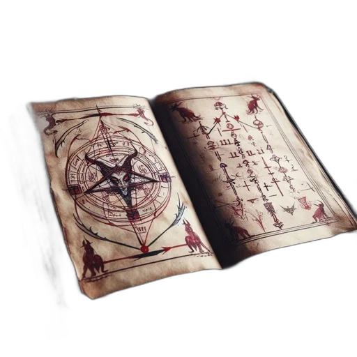 mask, concept art, fantasy art, 3d render, old, weathered, book, containing transparent PNG cut-out