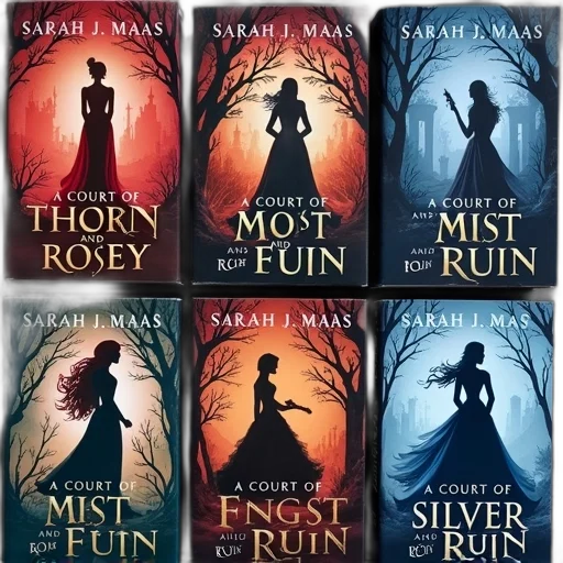 collection, five, books, sarah, maas, each, different, cover transparent PNG cut-out