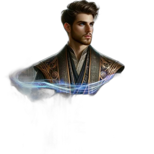 staff, jacket, sword, fantasy art, concept art, photorealistic, pixel art, young transparent PNG cut-out