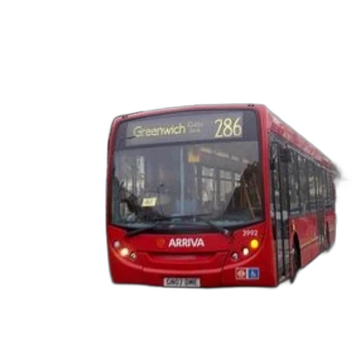 photorealistic, 3d render, red, bus, route, number, 286, destination transparent PNG cut-out