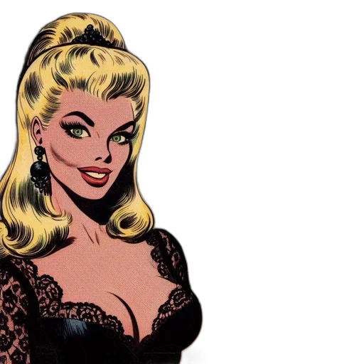 dress, comic book art, cartoon, concept art, 1950, style, comic, panel transparent PNG cut-out