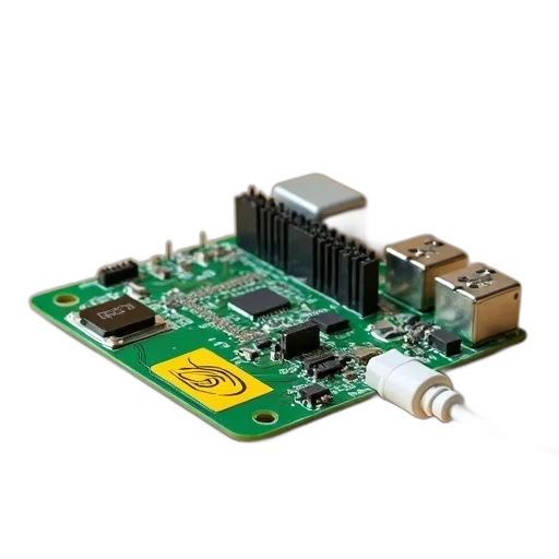 green, circuit, board, multiple, components, white, connector, attached transparent PNG cut-out