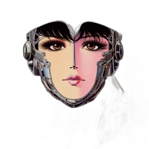 mask, face, robot, jewelry, cyberpunk, comic book art, photorealistic, anime transparent PNG cut-out