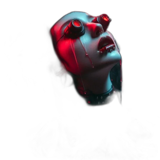 face, robot, mask, creature, concept art, 3d render, cyberpunk, photorealistic transparent PNG cut-out
