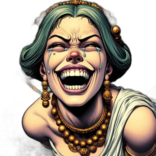 jewelry, face, comic book art, concept art, woman, tearful, eyes, wide transparent PNG cut-out