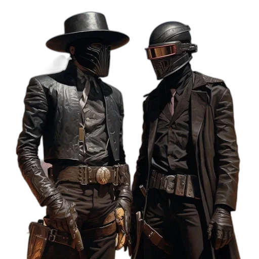 jacket, mask, hat, staff transparent PNG cut-out