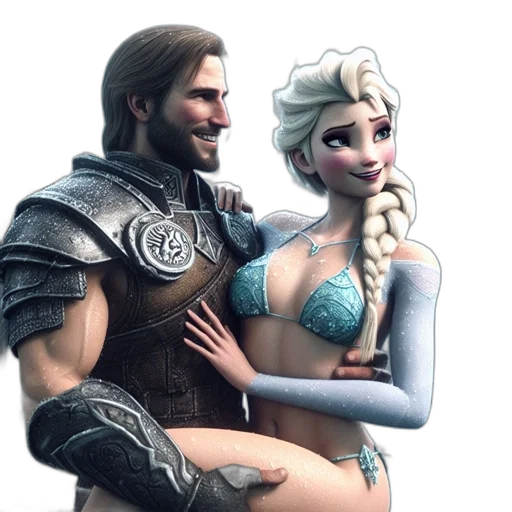 fantasy art, concept art, 3d render, watercolor, two, animated, characters, medieval transparent PNG cut-out