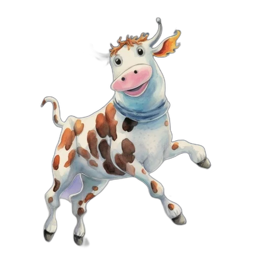animal, creature, concept art, 3d render, illustrates, levitating, anthropomorphized, cow transparent PNG cut-out