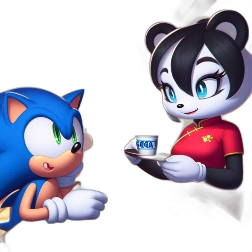 concept art, 3d render, pixel art, comic book art, monochrome, sonic, hedgehog, female transparent PNG cut-out