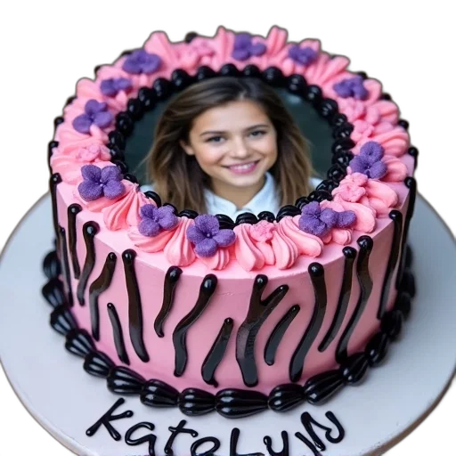 photorealistic, birthday, cake, zebra, print, design, sides, photo transparent PNG cut-out