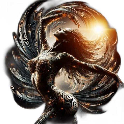 dragon, hair, staff, weapon transparent PNG cut-out