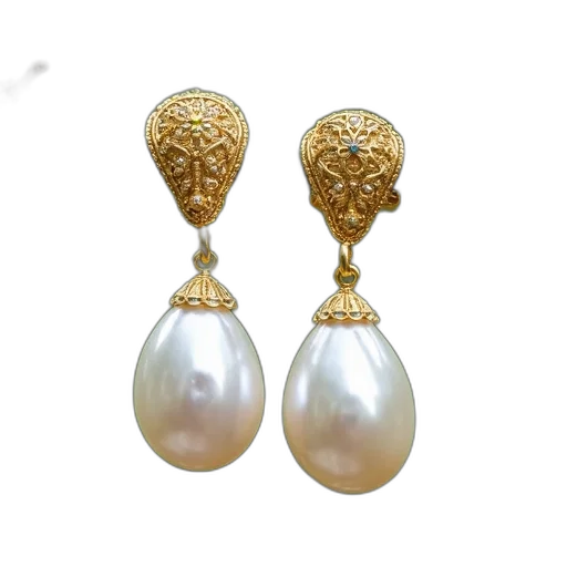 jewelry, pair, gold, earrings, intricate, designs, two, large transparent PNG cut-out